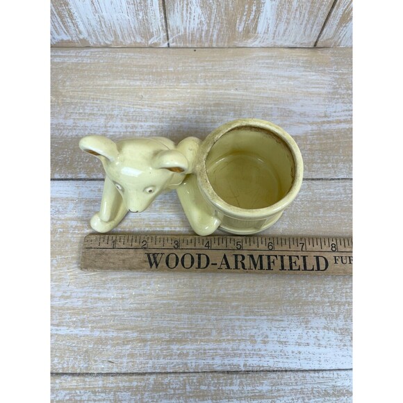 Vintage Haeger Pottery Yellow Teddy Bear & Drum Planter w/Gold Highlights - Picture 9 of 10